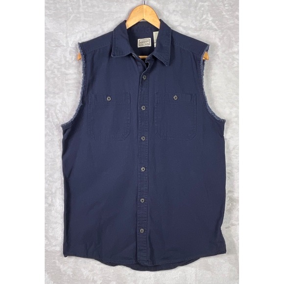 C.E. Schmidt Other - CE Schmidt Workwear Mens Shirt Button Down Medium Navy Blue Sleeveless Canvas